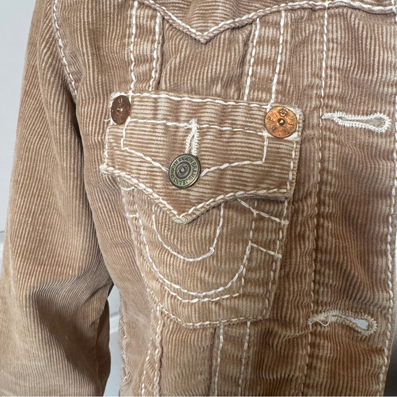 True Religion Corduroy Sherpa Jacket Brown Trucker World Tour Size Small - Picture 3 of 13